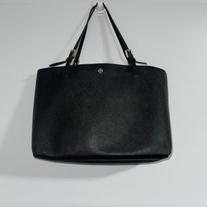 Tory Burch York Large Tote Shoulder Bag Black Leather